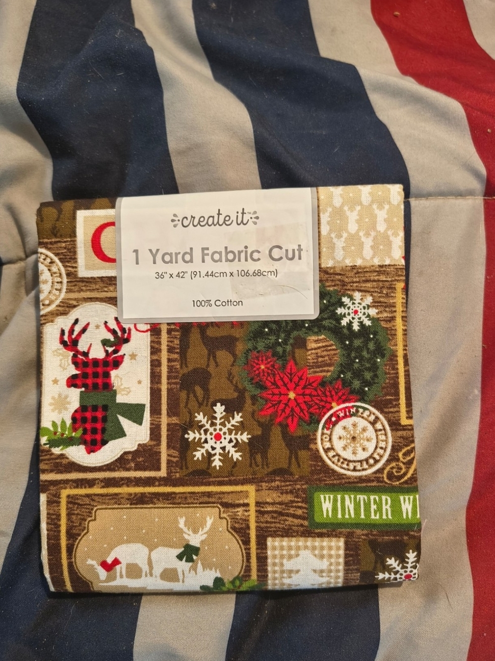 Create It 1 Yard Fabric Cut - Brown Holiday Cotton Print